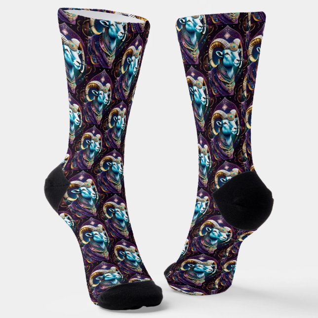 Jewel Galaxy Zodiac Aries Socks (Angled)