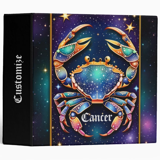 Jewel Galaxy Zodiac Cancer 3 Ring Binder (Front/Spine)