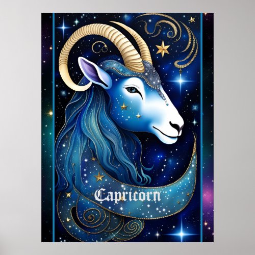 Jewel Galaxy Zodiac Capricorn Poster