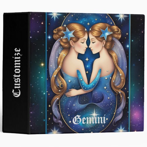 Jewel Galaxy Zodiac Gemini  3 Ring Binder