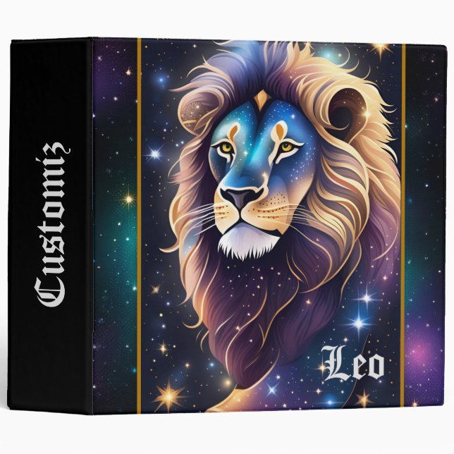 Jewel Galaxy Zodiac Leo 3 Ring Binder (Front/Spine)