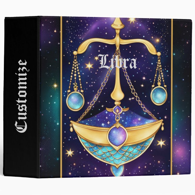 Jewel Galaxy Zodiac Libra 3 Ring Binder (Front/Spine)