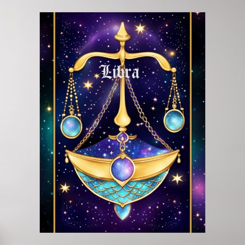 Jewel Galaxy Zodiac Libra Poster