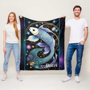 Jewel Galaxy Zodiac Pisces Fleece Blanket
