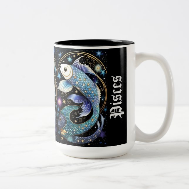 Jewel Galaxy Zodiac Pisces Two-Tone Coffee Mug (Right)