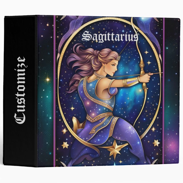 Jewel Galaxy Zodiac Sagittarius 3 Ring Binder (Front/Spine)