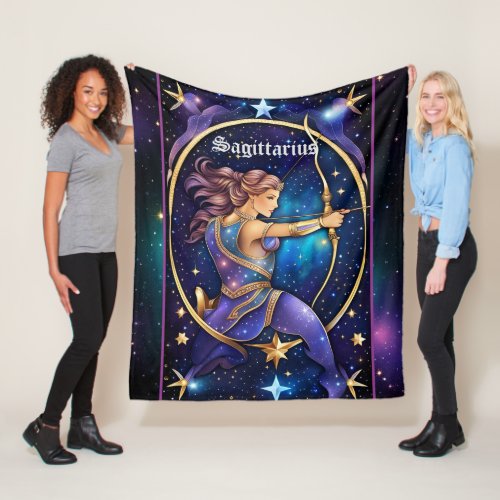 Jewel Galaxy Zodiac Sagittarius Fleece Blanket