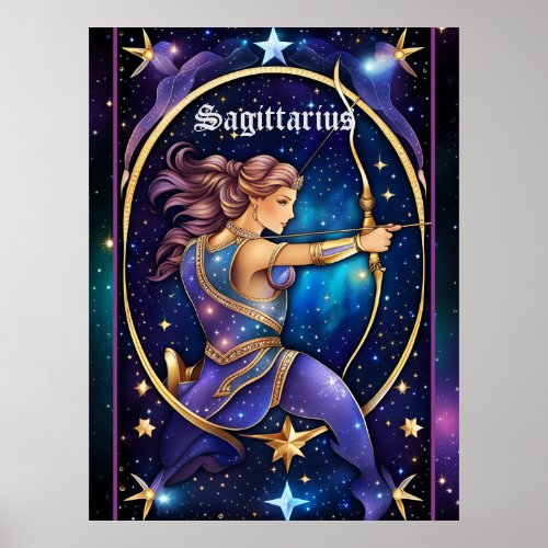 Jewel Galaxy Zodiac Sagittarius Poster