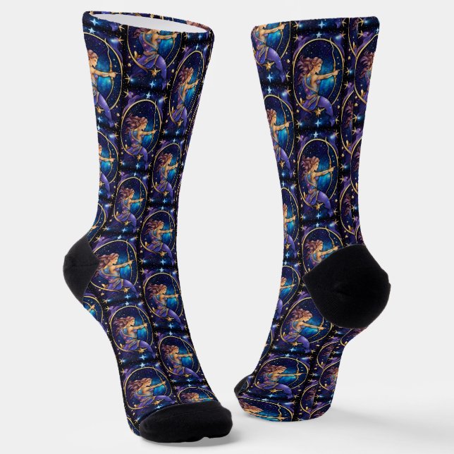 Jewel Galaxy Zodiac Sagittarius Socks (Angled)