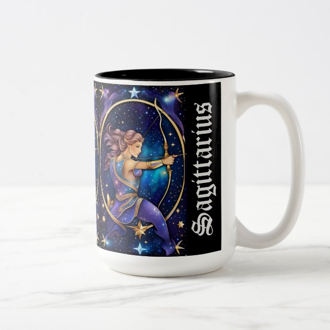 Jewel Galaxy Zodiac Sagittarius Two-Tone Coffee Mug (Right)