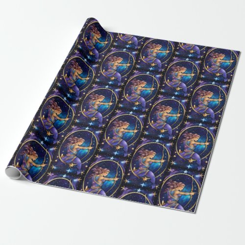 Jewel Galaxy Zodiac Sagittarius Wrapping Paper