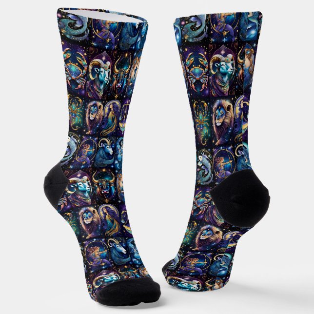 Jewel Galaxy Zodiac   Socks (Angled)