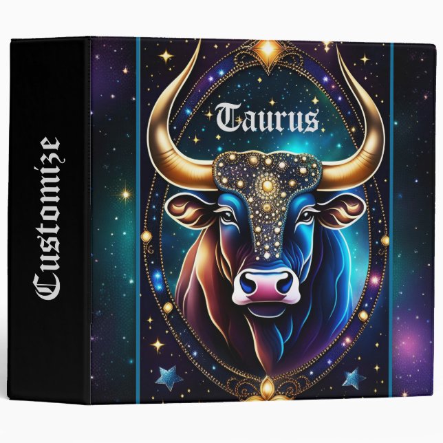 Jewel Galaxy Zodiac Taurus 3 Ring Binder (Front/Spine)