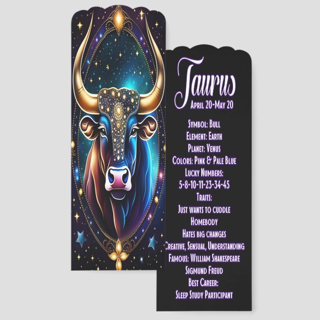 Jewel Galaxy Zodiac Taurus Bookmarks (Front & Back)