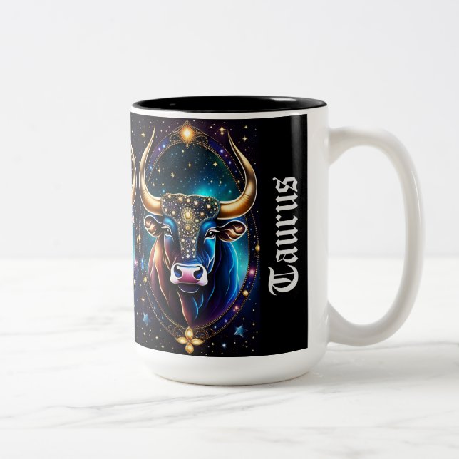 Jewel Galaxy Zodiac Taurus Two-Tone Coffee Mug (Right)