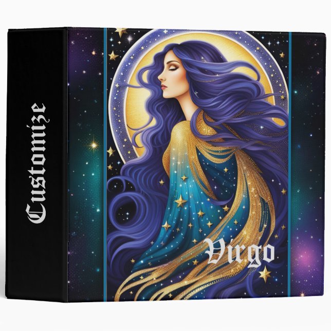 Jewel Galaxy Zodiac Virgo 3 Ring Binder (Front/Spine)