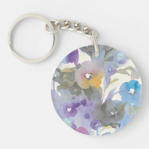 Jewel Garden Purple Pastel Petals Keychain