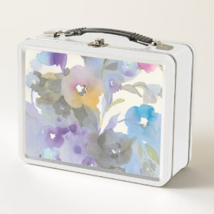 Jewel Garden Purple Pastel Petals Metal Lunch Box