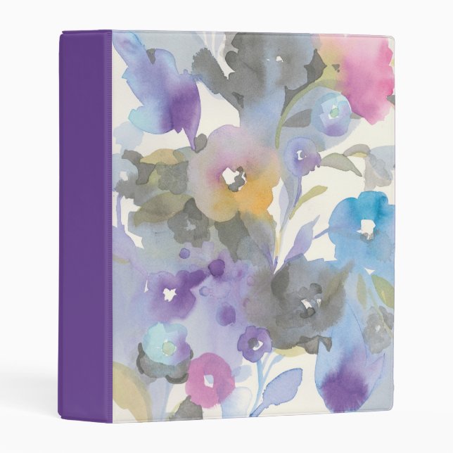 Jewel Garden | Purple Pastel Petals Mini Binder (Front/Spine)