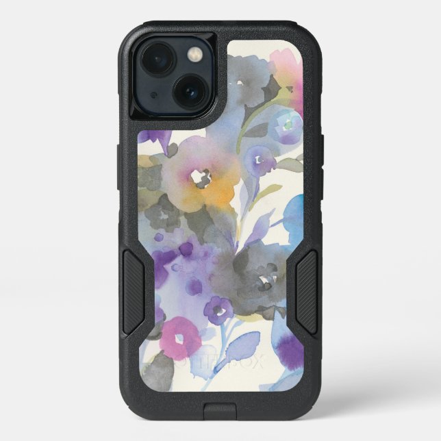 Jewel Garden | Purple Pastel Petals Otterbox iPhone Case (Back)