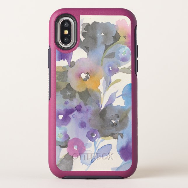 Jewel Garden | Purple Pastel Petals Otterbox iPhone Case (Back)