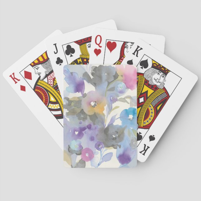 Jewel Garden | Purple Pastel Petals Poker Cards (Back)