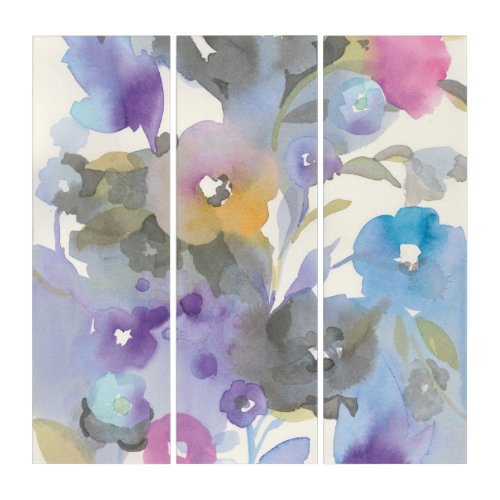 Jewel Garden  Purple Pastel Petals Triptych