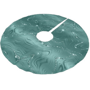 Jewel Green Emerald Glittery Glitzy  Brushed Polyester Tree Skirt