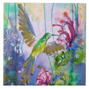 Jewel Hummingbird Ceramic Kitchen Tile