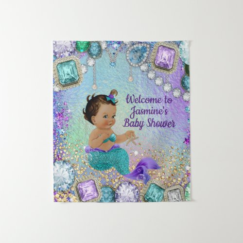 Jewel Mermaid Baby Shower Bacdrop Banner Tapestry