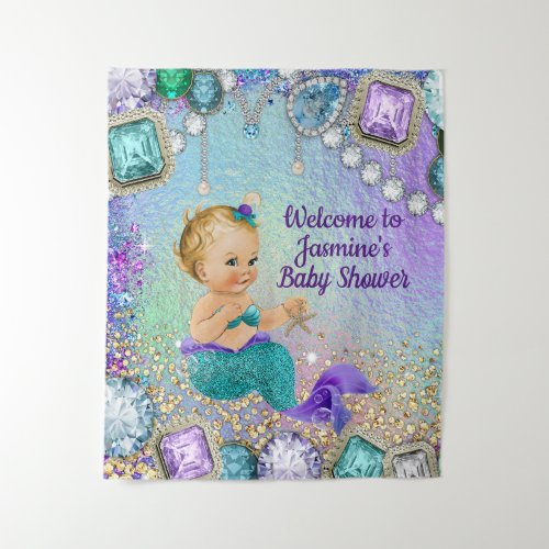 Jewel Mermaid Baby Shower Backdrop Banner