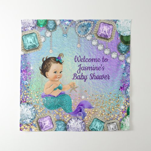 Jewel Mermaid Baby Shower Backdrop Banners