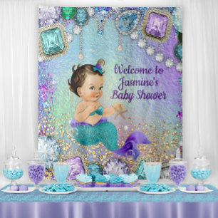 Jewel Mermaid Baby Shower Banner Tapestry