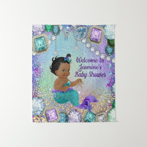 Jewel Mermaid Baby Shower Banner Tapestry