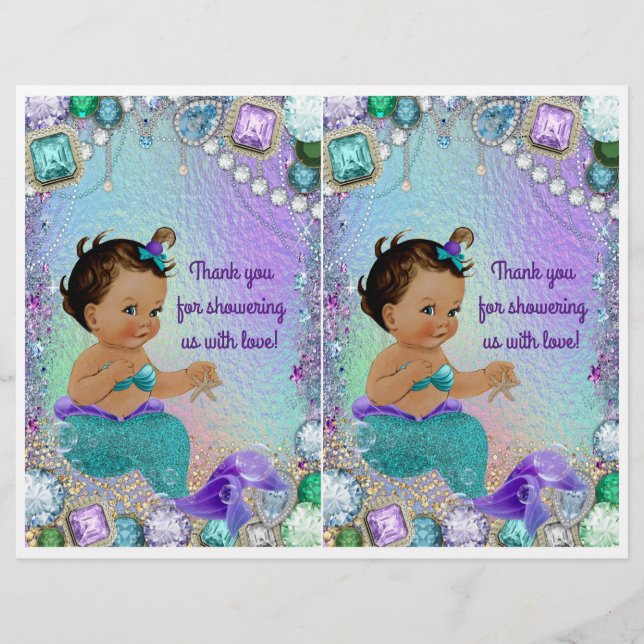 Jewel Mermaid Baby Shower DIY Gift Bag Decorations Flyer (Front)