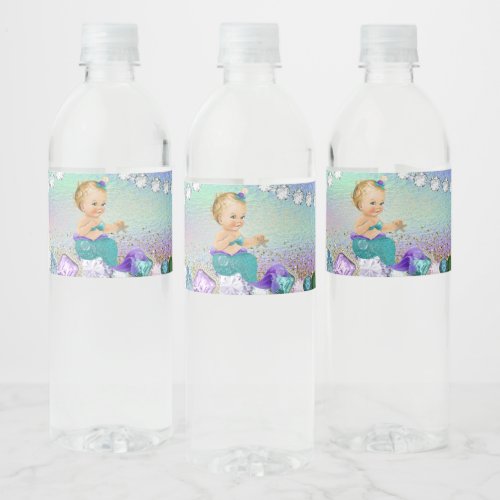 Jewel Mermaid Baby Shower Water Bottle Label