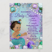 Jewel Mermaid Ethnic Mermaid Baby Shower Invitation