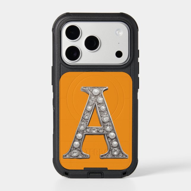 Jewel Monogram A ✨ Royal Sparkling Luxury Otterbox iPhone Case (Back)