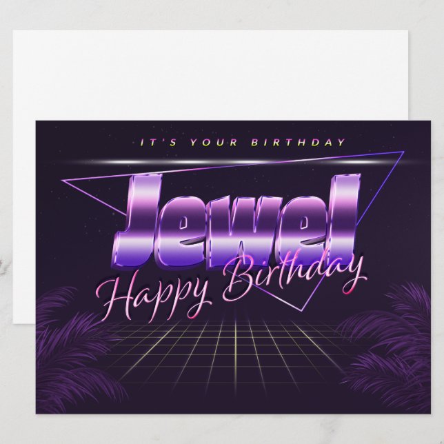 Jewel Name First name lila retro card Birthday (Front/Back)