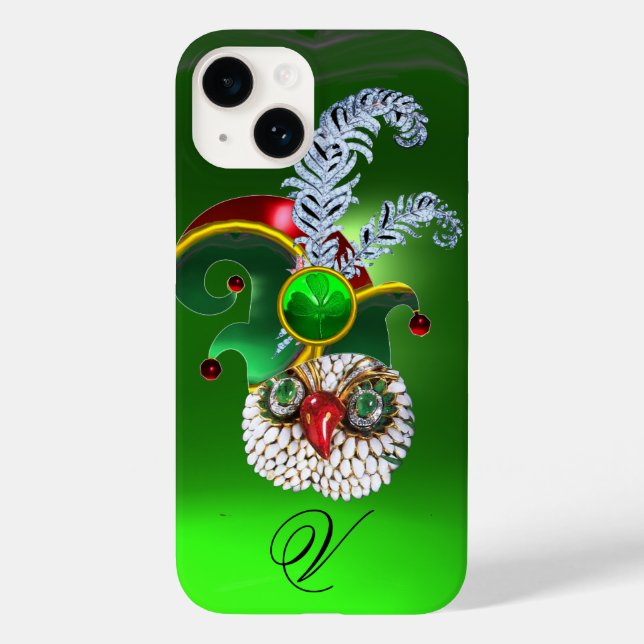 JEWEL OWL, ELF HAT ,SHAMROCK AND DIAMOND FEATHERS Case-Mate iPhone CASE (Back)