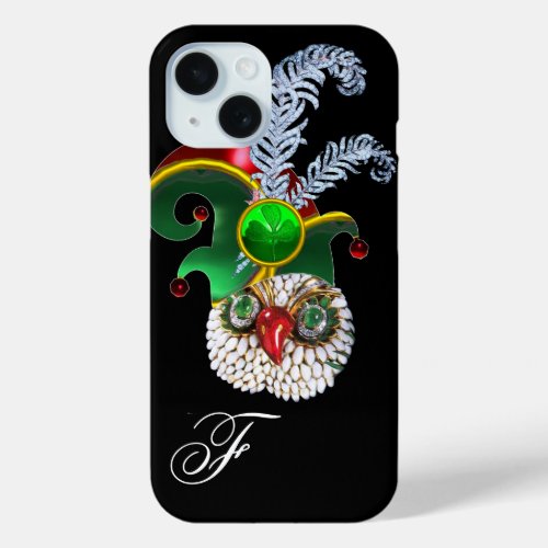 JEWEL OWL ELF HAT SHAMROCK AND DIAMOND FEATHERS iPhone 15 CASE