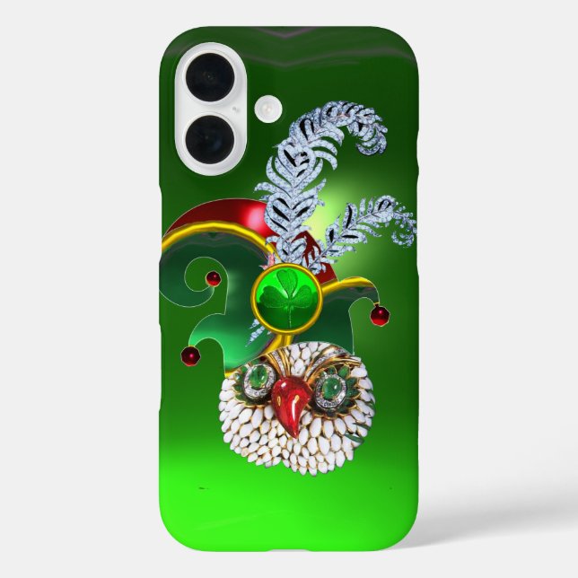 JEWEL OWL, ELF HAT ,SHAMROCK AND DIAMOND FEATHERS Case-Mate iPhone CASE (Back)