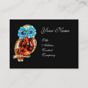 JEWEL OWL ,Gold, Blue Turquase ,Topaz Business Card