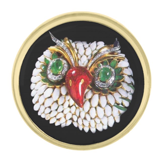 JEWEL OWL GOLD FINISH LAPEL PIN (Front)