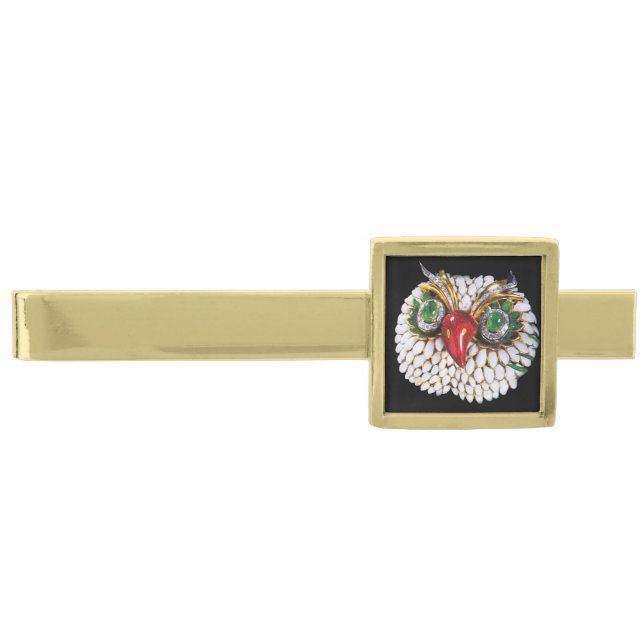 JEWEL OWL GOLD FINISH TIE BAR (Front)