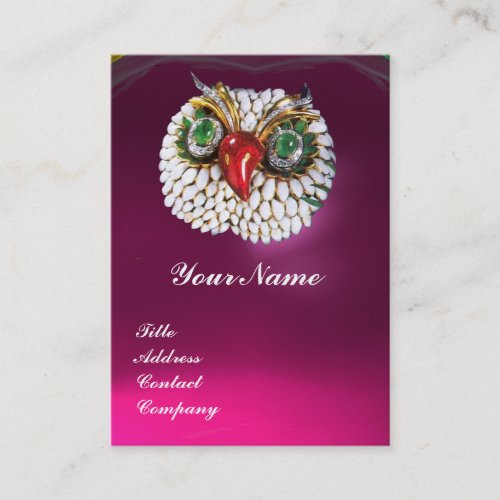 JEWEL OWL GoldGreen Emerald Fuchsia white pearl Business Card