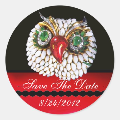 JEWEL OWL GoldGreen Emeraldopale Classic Round Sticker