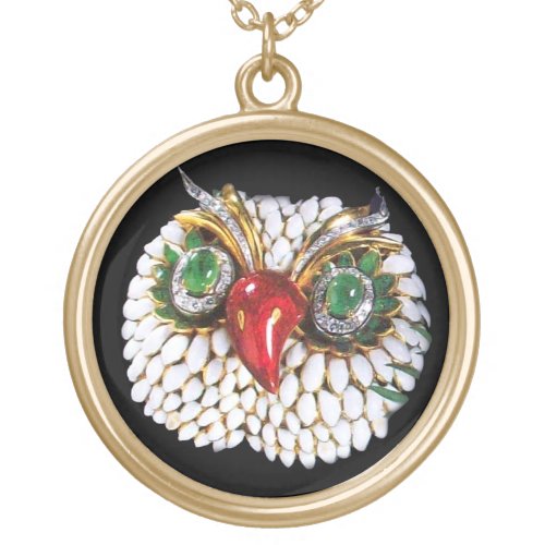 JEWEL OWL GOLD PLATED NECKLACE