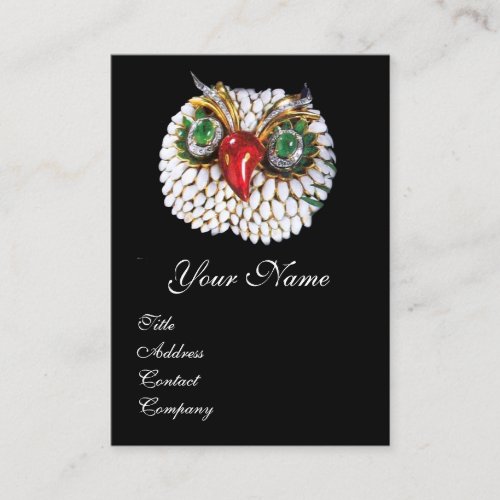 JEWEL OWL IN BLACK GoldGreen Emerald Opale Business Card
