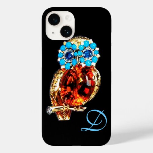 JEWEL OWL MONOGRAM Gold Blue Turquase Topaz Case_Mate iPhone 14 Case